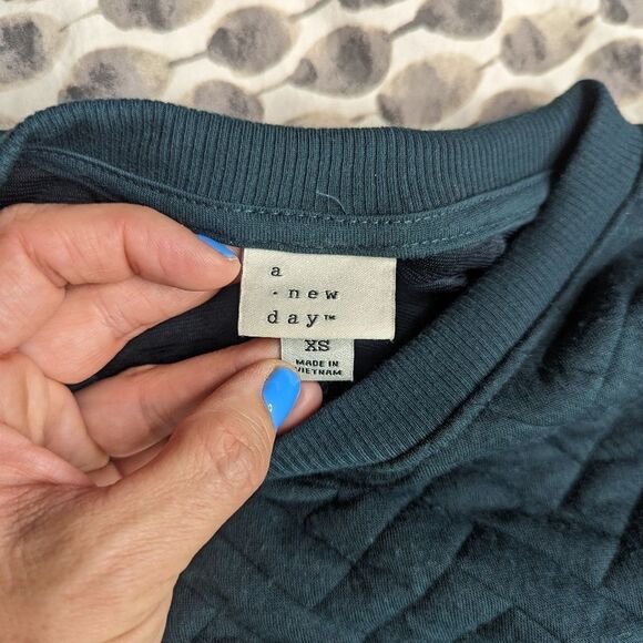 Teal Quilted Sweatshirt A New Day - Picture 6 of 7